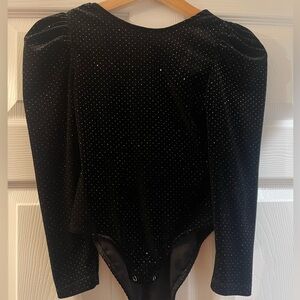 Zara Body suit girl long sleev black shirt with sparkles